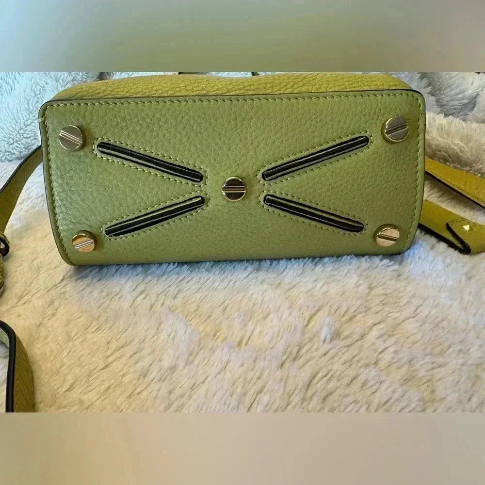 Valentino Garavani Rockstud Chartreuse Pebbled Leather Satchel Bag – EUC